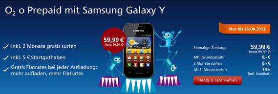 Samsung Galaxy O2o Prepaid 40 € günstiger