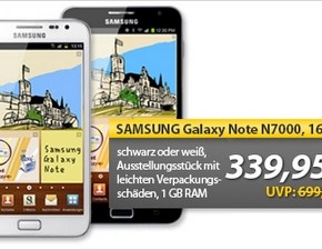 Samsung Galaxy Note N7000 ohne Vertrag für 329,99 €